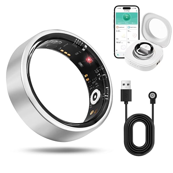 Smart Ring for Men and Women, Waterproof Fitness Ring Health Tracker, Heart Rate, Stress, Oxygen Monitor, Sleep Steps Calories Tracker, Activity Ring Compatible with iPhone and Android(13#)