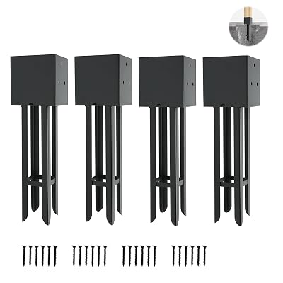 4 Pcs 4x4 Concrete Post Anchor,Actual 3.6x3.6 Wet Concrete Foundation Post Base Holder Support for Fence, Deck,Railing, Pergola Wood Post Bracket Anchor