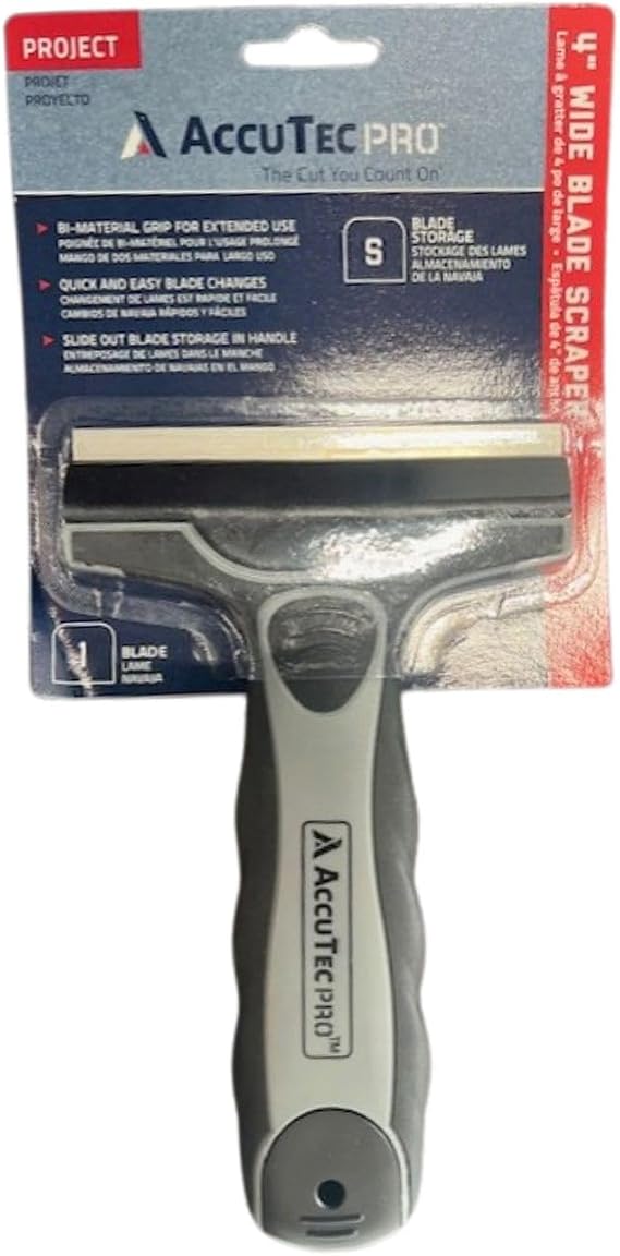 AccuTec Pro 4" Wide Blade Scraper with Bi-Metal Grip, Model APTL-3003