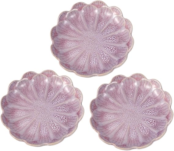 Amosfun 3pcs Ceramic Sunflower Plates Flower Shaped Seasoning Dishes for Soy Sauce Dipping Sauces Condiments Sushi Appetizers Japanese Style Tableware for Home Restaurant Picnic