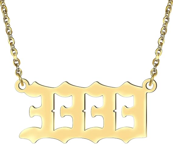 free-space Premium Angel Number Necklaces 1111 2222 3333 4444 Stainless Steel Necklace 555 7777 8888 9999 6666 Old English Numerology Necklace