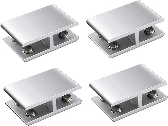 4 Pack 180 Degree Railing Glass to Glass Clamp, Double Sided Railing Glass Clip Holder, Aluminum Alloy Glass Shelf Support Bracket, for Coastal Outdoor Balustrade,180° glass clamp,18mm~20mm