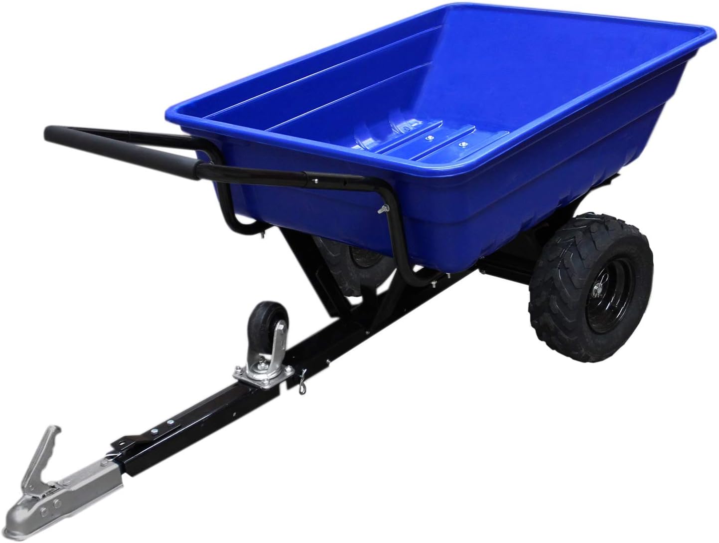 ATV Trailer Garden Transportation Tow Tipping Quad Farm Horses Heavy Duty Tractor Dump Utility Cart Off-Road Tyres 295kg Blue