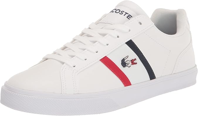 Lacoste Men's Lerond Sneaker, White/Navy/Red, 8