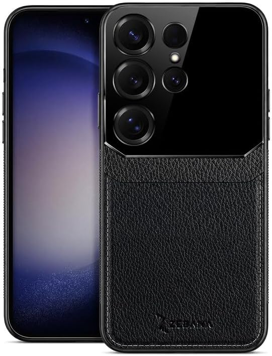 Case Compatible with Zebana Samsung Galaxy S25 Ultra Zebana Lens Leather Case Black
