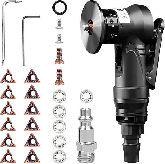 Mini Pneumatic Chamfering Machine, 45 Degree Air Chamfer Deburring Tool Portable Handheld Air Chamfer Tool Air Chamfer Tool Deburring Tool for Trimming, Chamfer Deburring (2 In 1)