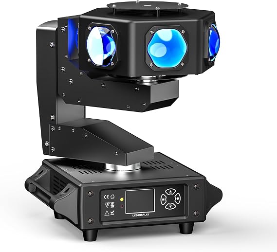 6x40W RGBW Beam Moving Head Light, XYZ 3-Axis Moving Stage Light, DMX512 & Sound Activated for DJ Party Wedding Bar Concert Stage Show