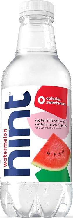 Hint Flavored Water Zero Sugar 0 Calories - Watermelon (1 Bottle) | Crisp, refreshing water, fruit flavors. 0 calories, 0 sugar, 0 sweeteners. Hydration for wellness. Gluten-free, Kosher, Vegan