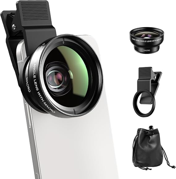 APEXEL 0.45x Wide Angle & 12.5X Macro Lens, Clip-On Phone Camera Kit | for iPhone & Android Perfect for Selfies, Travel, and Close-Ups