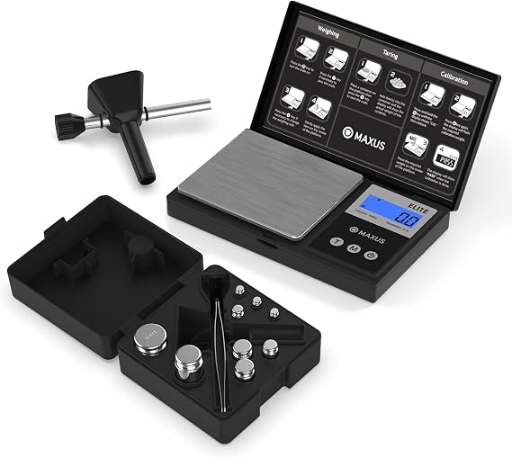 Gram Scale 1000g x 0.1g and Precision Calibration Weights Set with Powder Trickler
