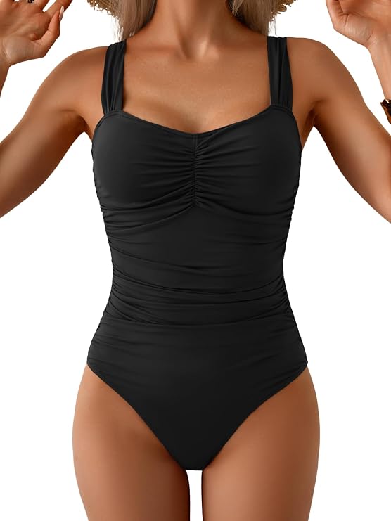 B2prity One Piece Swimsuit for Women Tummy Control Bathing Suit Ruched Slimming Swimwear