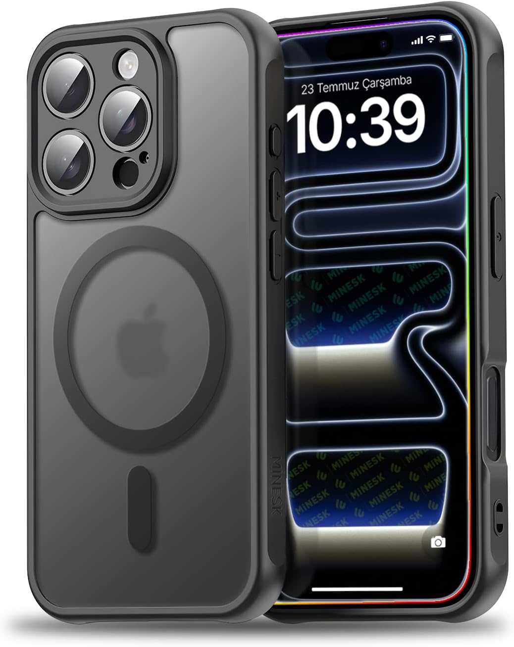 Minesk iPhone 16 Pro için MagSafe ile Uyumlu MattCover Serisi Arkası Mat Polikarbonat Kenarları Silikon ve Köşeleri Güçlendirilmiş Kamera Korumalı ince Silikon Kılıf Manyetik, 16 Pro