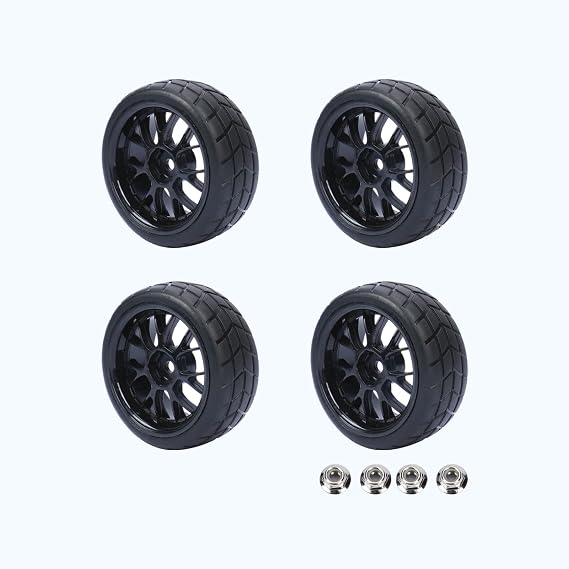 RCAWD Pre-Glued RC Wheel and Tires fit 12mm Hex Hub for 1/10 Redcat, Hpi, Tamiya, Associated, HSP,ExceedRC Series On Road Drift RC Car