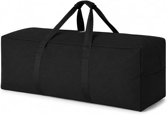 DoYiKe Extra Large Canvas Travel Duffle Bag Heavy Duty, Sports Duffel Camping Tent Storage, Black, 60L, Canvas Duffle Duffel Bag