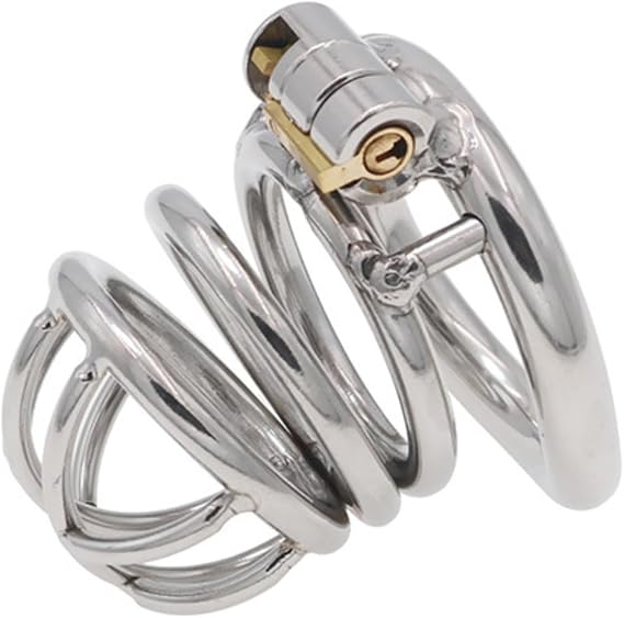 Men's Stainless Steel Safety Cage Set, Perforated for Ventilation, Includes 1 Locking Clip-USZZ37 (S)