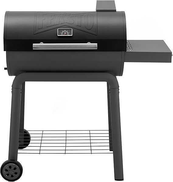 Feasto Heavy-Duty 30-Inch Charcoal Grill with Side Table | 679 Sq. In Cooking Area, Outdoor BBQ Grill for Outdoor Barbecue in Backyard, Patio and Parties, Grey