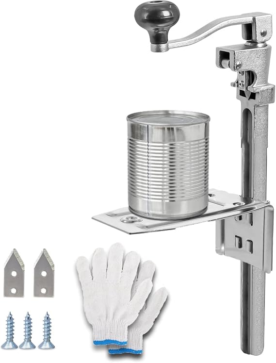 Commercial Can Opener Heavy Duty, Adjustable Manual Opener with 2 Blades