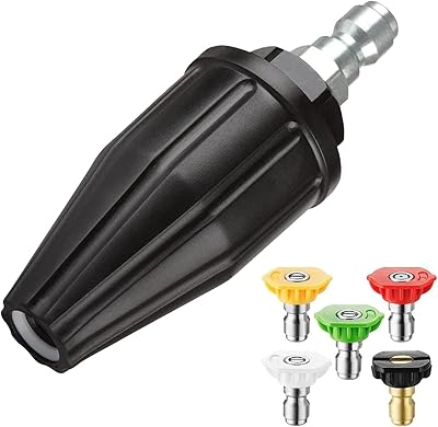 YAMATIC Pressure Washer Turbo Nozzle Tips, 360 Rotating Turbo with 5 Spray Nozzles, 3000 PSI 4.0GPM with 14 Quick Connector Compatible with Ryobi, Greenworks, Craftsman, Troybilt, Simpson
