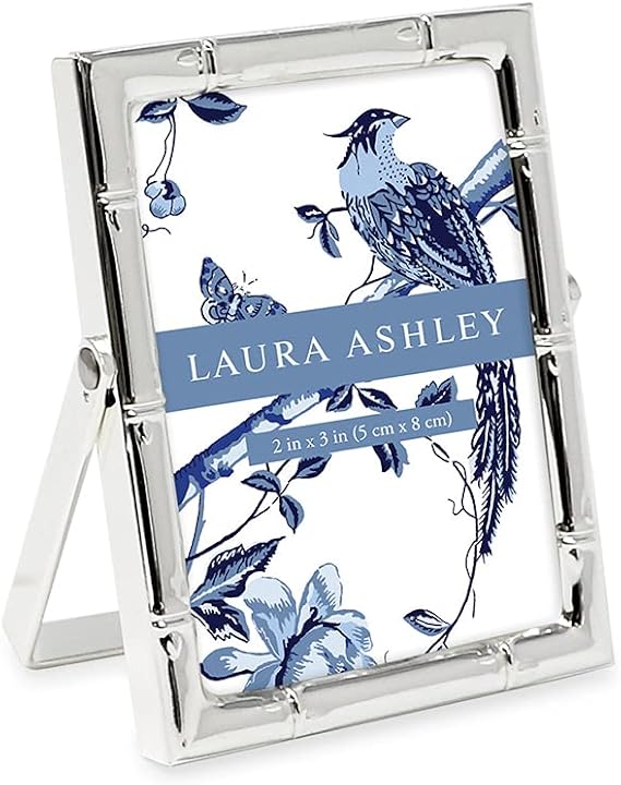 Laura Ashley 2x3 Silver Bamboo Metal Picture Frame Vertical Pull-Out Easel