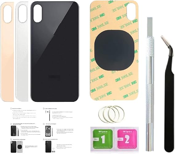 2 PCS Back Glass Replacement for iPhone Xs Max Back Cover Glass (6.5 Inch) with Pre-Installed Tape and Repair Tools (Gold)