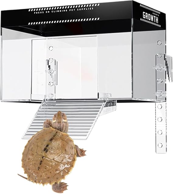 Turtle Basking Tank Topper Anti-slip Animal Observation Habitat Topper | With Ramp Aquatic Terrapin Enclosure Cage, Basking Balcony, Reptile Hotel, Aquatic Restaurant, Turtle Animal Observation