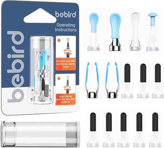 Bebird Replacement Tips Ear 14 Pieces Waterproof Silicone Ear Spoon for Ear Wax Removal Endoscope BEBIRD Original Ear Cleaner Tips Set for Bebird Earsight Plus R37R/ B31R/ D39R & R1 Ultra