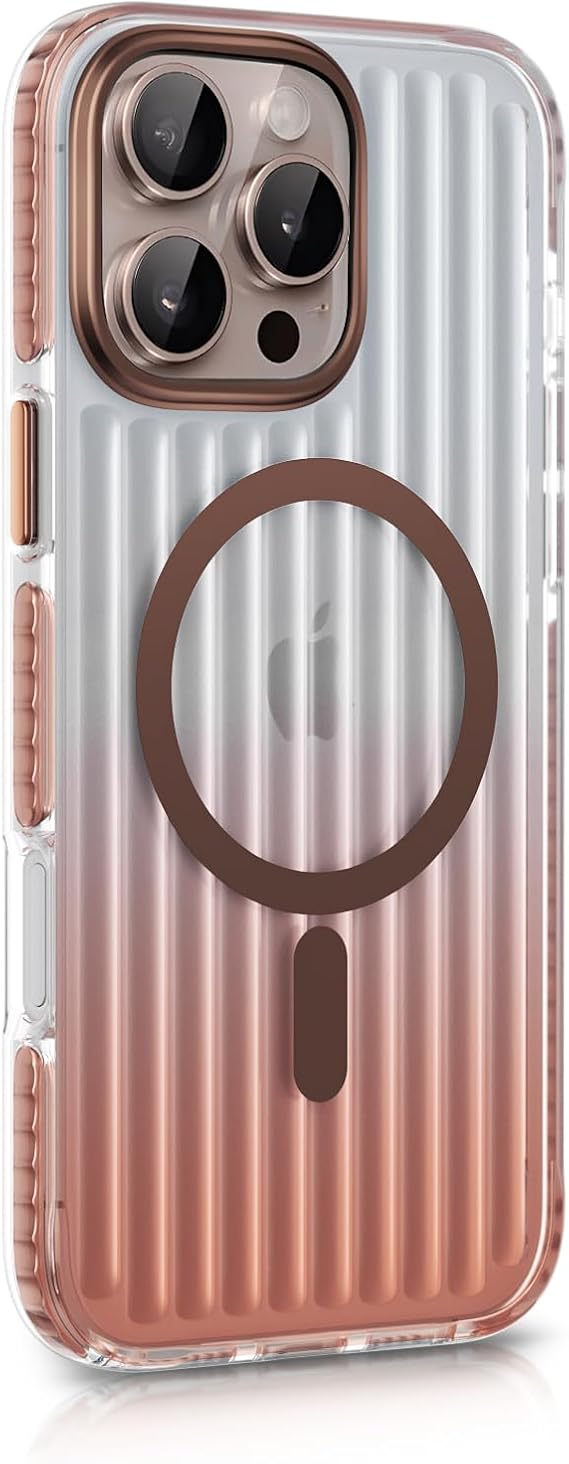 Minesk iPhone 16 Pro için Elite Serisi MagSafe ile Uyumlu Arkası Yarı Saydam Parmak izi Tutmayan ve Çizilmeyen Polikarbonat Kenarları Yumuşak Silikon Kılıf (Desert Titanium, 16 Pro)