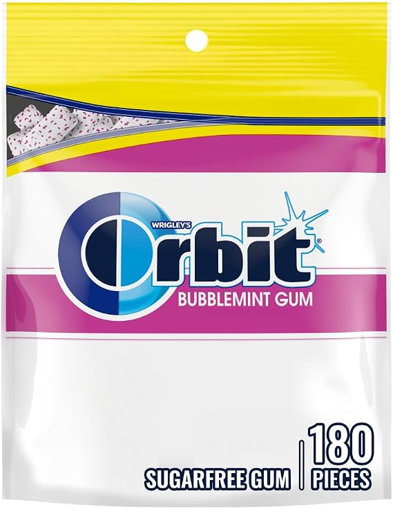 ORBIT Bubblemint Sugarfree Gum, 8.8-Ounce Resealable Bag, 180 Pieces