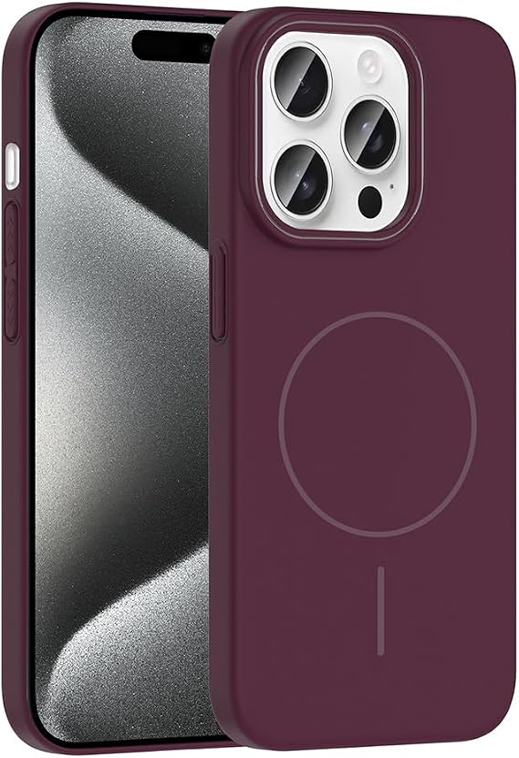 My Accessory iPhone 15 Pro Case Hard Silicone Cover Ruby Plum with M-safe Charging Feature