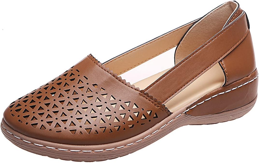 luoluoluo Womens Closed Toe Wedge Sandals Ladies Hollow out Shoes Wide Fit Slides Sandal Orthopedic Shoe with Arch Support Summer Platform Slippers Mule Sandals Walking Sandals Comfort Slip On Slider