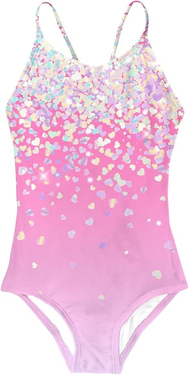 Idgreatim Girls Swimsuits Kids One Piece Bathing Suits Size 3-12 | Adjustable Spaghetti Straps, Quick Dry, High Stretch, Girls Swimwear for pool, beach, swim lessons,vacations, birthday gifts