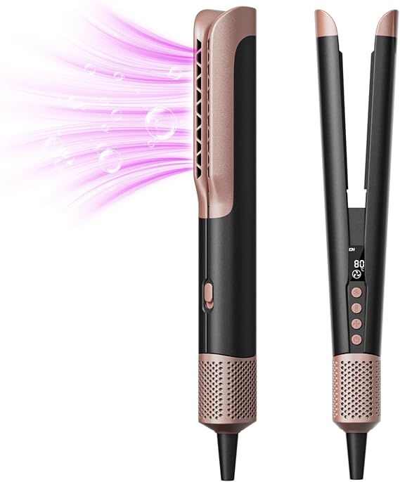 Air Hair Straightener, Ionic Hair Dryer, Straightner and Airstyler All in One, Professional No Heat Plate Blow Dryer Less Breakage, More Shine and Colour Protection, 25℃-160℃ for Medium & Long Hair