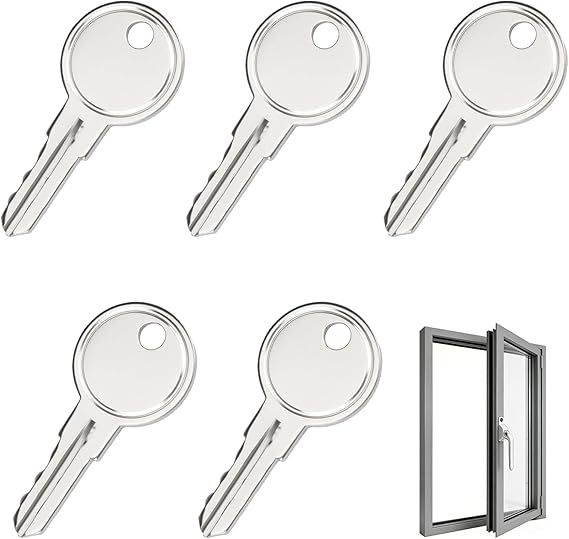 5Pcs Window Keys Replacement Universal, UPVC Window Handle Key Compatible with Securistyle Windows Lock, Replaceable Spare Key for Windows, Sash Windows, Patio Doors
