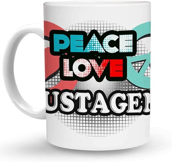 Makoroni - PEACE LOVE SUSTAGEN - 11 Oz. Unique Ceramic Coffee Cup, Coffee Mug