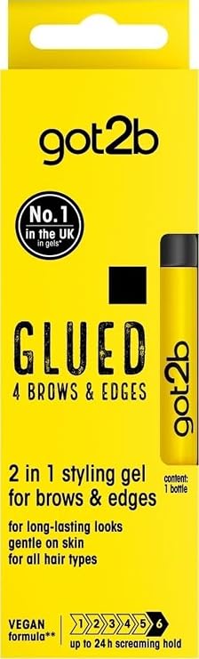 got2b Glued for Brows & Edges 2 in 1 Wand Eyebrow Gel, 72hr Hold, No White Residue or Stickness, Vegan, Silicone Free, Alcohol Free, 16 ml