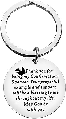 Appreciation Keychain for Godmother Godfather Catholic Mentor Gift Confirmation Sponsor Gift Thank You Gift from Goddaughter Godson Sponsors Gift Idea for Women Men Keyring Gifts for Godparents