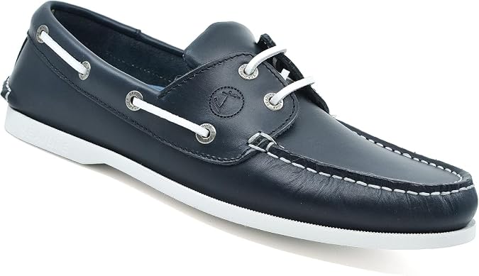 Seajure Mens Watamu Navy Leather Boat Shoes