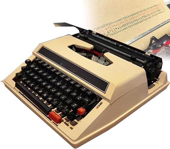 Classic Old Fashioned Manual Typewriter - Portable & Easy to Use - Includes Ribbon Set - Machinery Typewriter, kk321