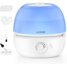 3L Luxaid Cool Mist Humidifier for Bedroom & Baby, Ultra Quiet 20dB, Easy to Clean and Maintain, Top Fill Air Humidifier for Home, Office & Plants, 30H Runtime, Night Light, BPA-Free, HU-602