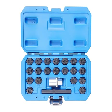 22PCS Wheel Locking Nut Key Kit Fit for BMW, Anti-Theft Wheel Lock Lug Nut Remover Tool Kit with 1/2 Inch Bolt Driver, Anti-Theft Lug Nut Removal Tool, Anti-Theft Screw Remover