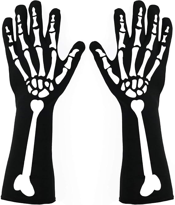 Halloween Skeleton Gloves,Long Arm Full Finger Bone Gloves | Stretchy Unisex Skeleton Hand and Arm Gloves for Halloween costumes,cosplay,parties