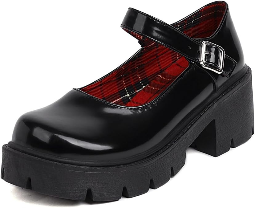 Caradise Platform Chunky Block Mary Janes Kawaii Punk Goth Uniform Dress Shoes