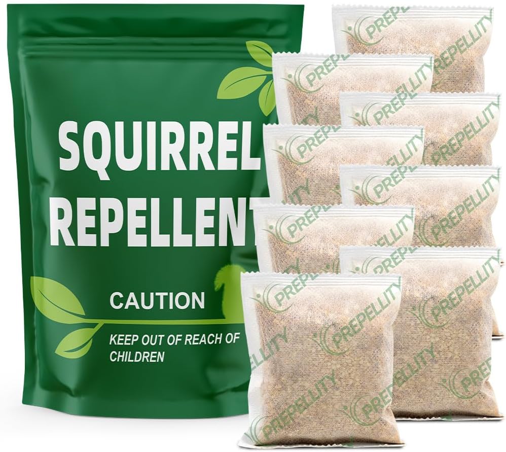 Squirrel Repellent, Chipmunk Repellent Outdoor, Squirrel Repellant for Attic, Chipmunk Deterrent for Garden, Keep Squirrels Away for Car, Indoor Repellents Squirrel Pouches for Potted Plant-8P