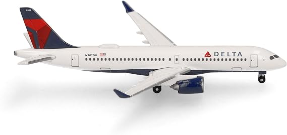 Herpa Model Airplane Airbus A220-300 – N302DU, Delta Air Lines, Miniature in 1:500 Scale, Collectible, Model Without Stand, Metal