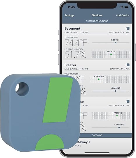 SensorPush HT1 Temperature & Humidity Sensor, Indoor/Outdoor, Bluetooth