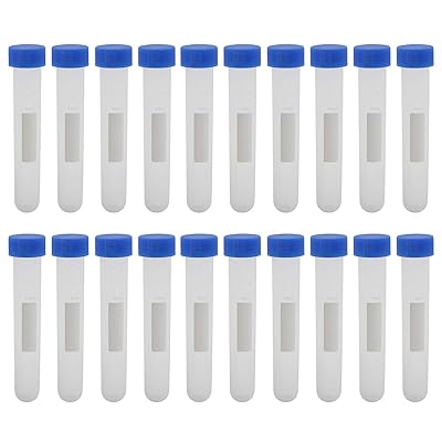 Kesell Centrifuge Tubes Round Bottom Screw Cap Plastic Test Tube Vials 10ml with Graduation and Writing Area, Pack of 20