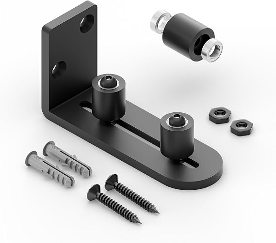 Adjustable Sliding Barn Door Floor Guide,Flat Bottom Design Style,Black(1PCS)