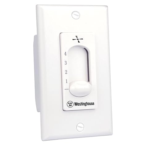 Westinghouse 7787200 Ceiling Fan Wall Control , White | Controls ceiling fan speed, Wall-mounted design, Easy installation, White finish, Replacement control