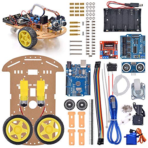 Smart Robot Car Chassis Kit with UNO R3 Module - Educational DIY Toy, 2WD with Battery Box and Speed Encoder for Tracking Obstacle Avoidance - Designed for Beginners to Learn Programming