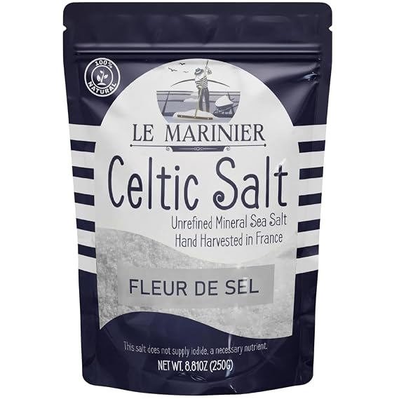 Le Marinier Fleur de Sel 0.6lb - 8.81oz. French Sea Salt- Flower of Salt. Mineral Rich, Unrefined, 100% Natural, Hand Harvested, Finishing Salt (0.6lb Fleur de Sel)